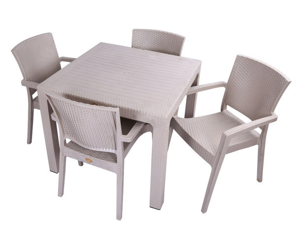 Стіл Олаф пластиковий ротанг 90*90 бежевий Дніпро - зображення 2