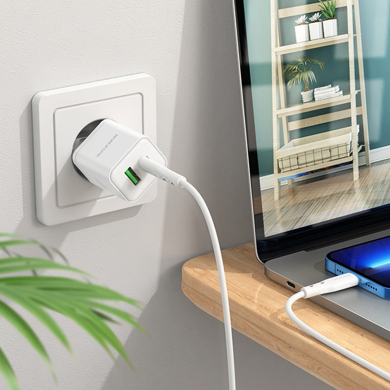 СЗУ Borofone BN7 PD20W+QC3.0 (1USB-A/1C) + кабель Type-C to Lightning Херсон - изображение 8