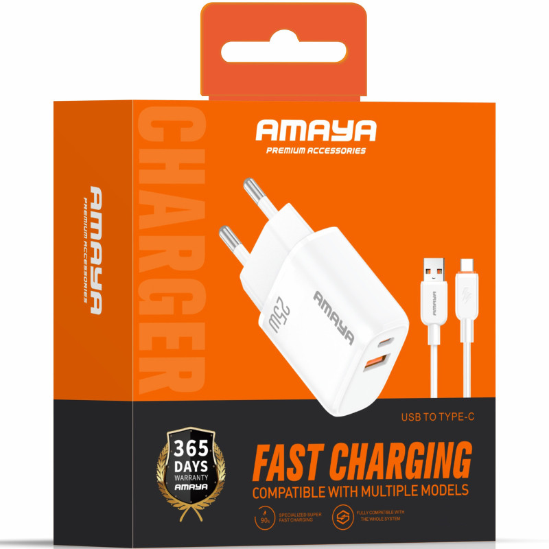 Уценка СЗУ Amaya E213D PD25W+QC3.0 (1USB-A/1C) + кабель USB to Type-C Херсон - зображення 2