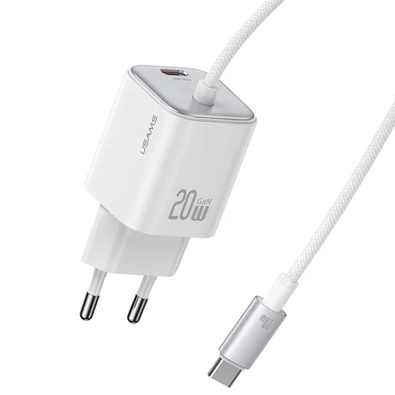 СЗУ Usams US-CC261 GaN JC Ser. 20W (2USB-C) + кабель Type-C to Type-C Херсон - зображення 1