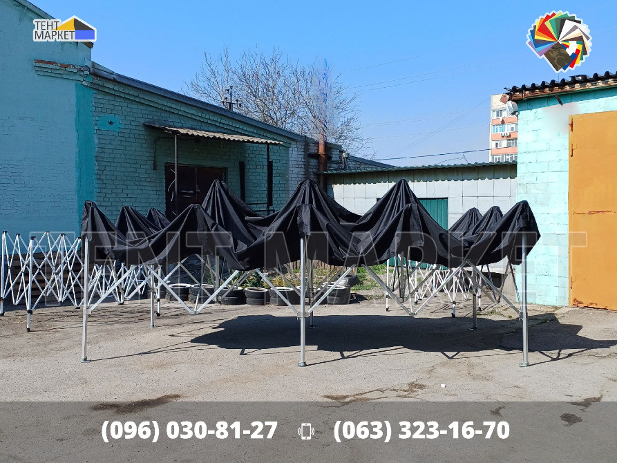 Намет розкладний 8х4. Шатер розсувний Чорний тент трансформер. Виготовлення шатри, тенти для наметів Запорожье - изображение 2