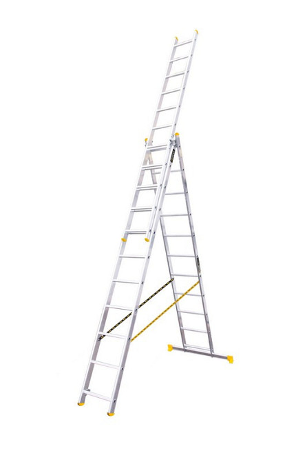 Лестница алюминиевая MASTERTOOL трехсекционная комбинированная 3х11 ступеней h=7250 мм max 150 кг 79 Харьков - изображение 1