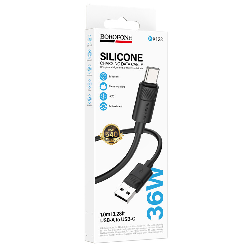 Дата кабель Borofone BX123 Leya USB to Type-C 36W (1m) Херсон - изображение 3