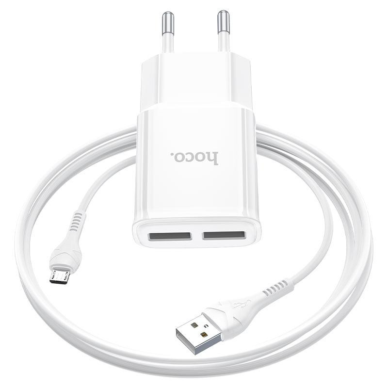 СЗУ Hoco C88A Star round 2.4A (2USB-A) + кабель USB to MicroUSB Херсон - зображення 8