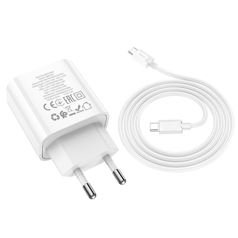 СЗУ Hoco C80A Plus Rapido PD20W+QC3.0 (1USB-A/1C) + кабель Type-C to Type-C Херсон - изображение 5