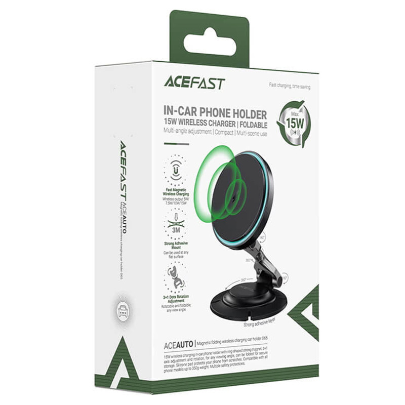 Автодержатель с БЗУ Acefast D65 Magnetic Wireless Charging 15W Херсон - изображение 5