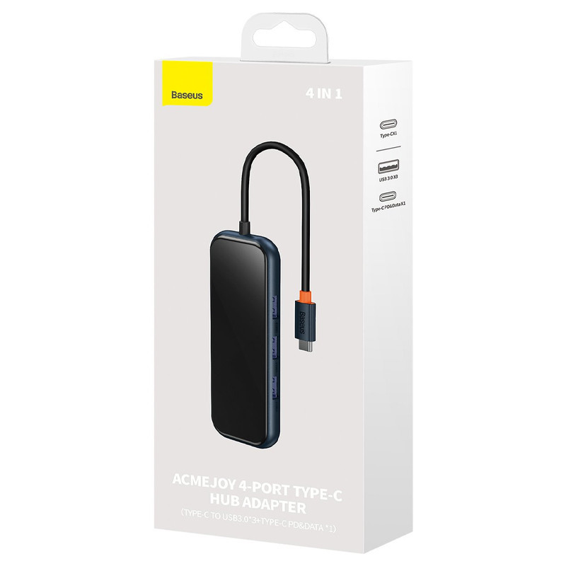 Переходник Baseus Hub AcmeJoy 4-Port Type-C (USB3.0*3+Type-C PD&Data*1) (WKJZ) Херсон - зображення 5