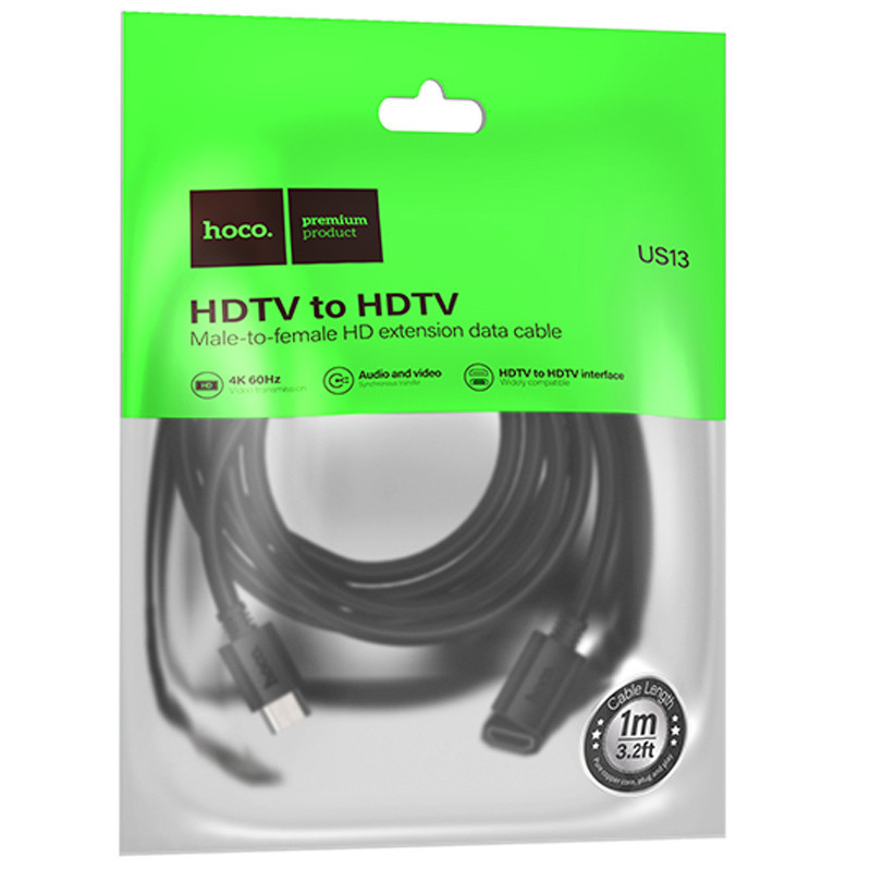 Дата кабель Hoco US13 HDTV male to HDTV female HD extension (1m) Херсон - зображення 7