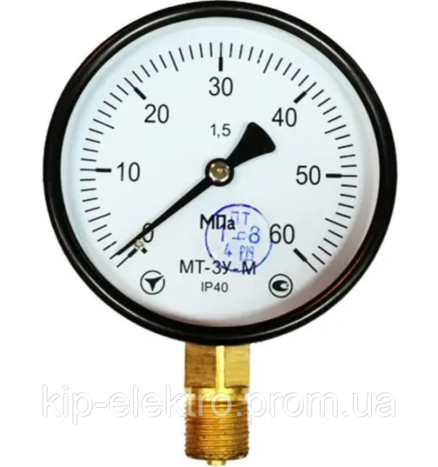 Манометр МТ-3У-М от 0 до 60 МПа (600 кгс/см2) - аналог МП3-У, ДМ 05100, ДМ 05-МП-3У, МТП-100, ОБМ1-1 Київ - зображення 1