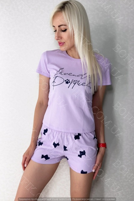 Женский комплект (футболка+шорты) "Lavender Puppies" (12062) (арт. 1759) Кривий Ріг - зображення 1