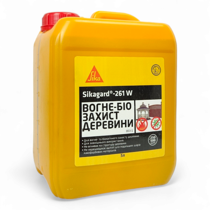 Вогнебіозахист деревени, рідкий розчин Sikagard-261W 5л Вишневе - зображення 1