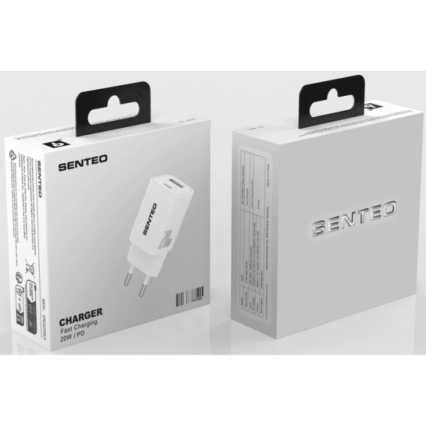 Мережевий зарядний пристрій Senteo S-03 USB-A/USB-C PD3.0&QC3.0 20W White Харьков - изображение 3