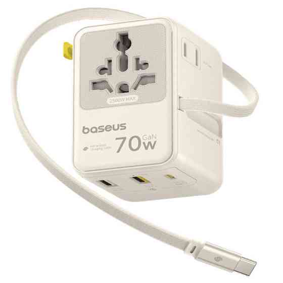 Сетевой универсальный переходник Baseus CG11 70W with retractable cable (2USB-A/3C/1Socket) (E0307E) Херсон
