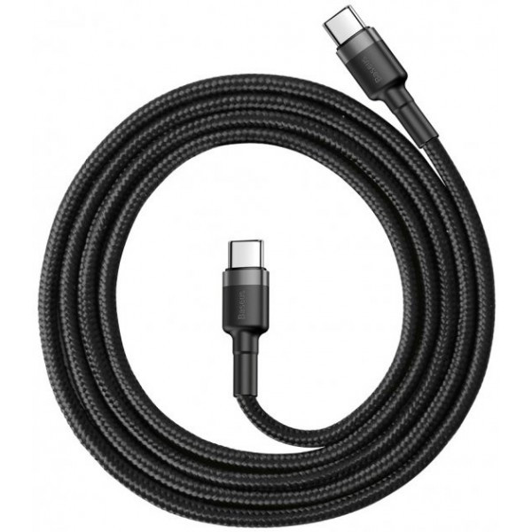 Кабель Baseus Cafule PD 2.0 Type-C to Type-C 3A 60W 1m Gray/Black (CATKLF-GG1) Харків - зображення 1