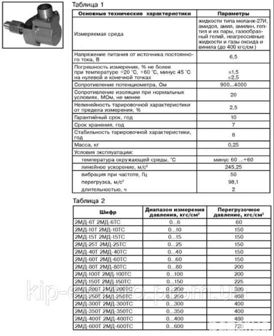 Датчик давления повышенной точности 2МД-6Г, 2МД-10Т с демпфером Д-59 (Д59, Д 59) Київ - зображення 2