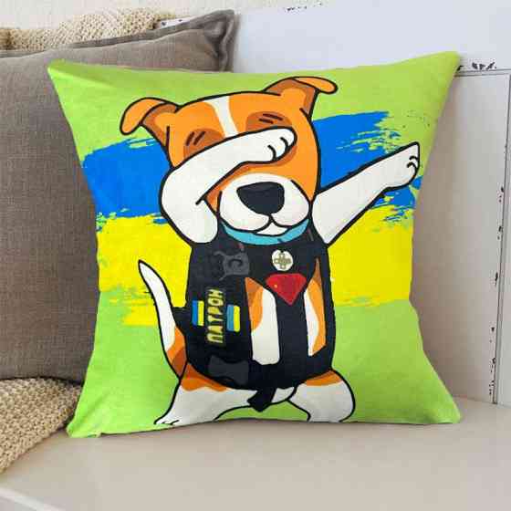 Подушка патріотична 3D "Пес Патрон" 2714_E 12753 50х50 см салатова Киев