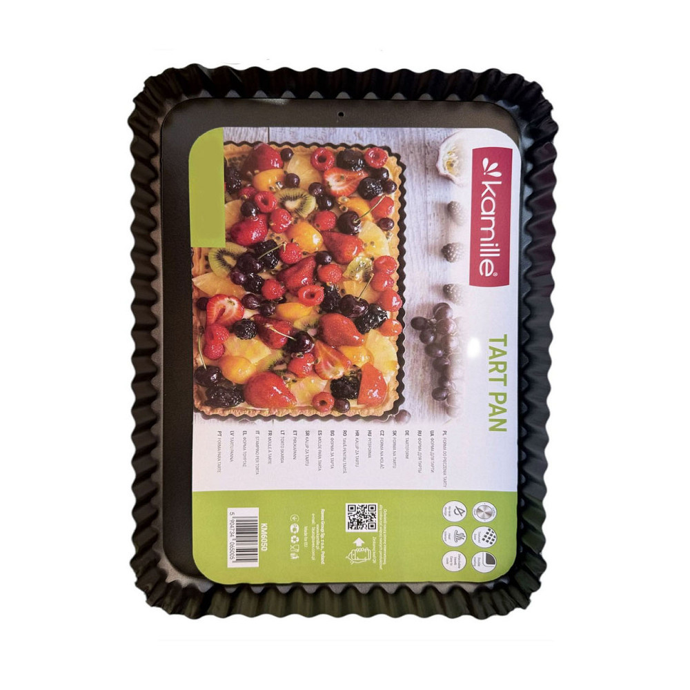 Форма для запекания тарты Kamille 35,5*13*2,5см из углеродистой стали прямоугольная серая КМ6049 Одеса - зображення 1