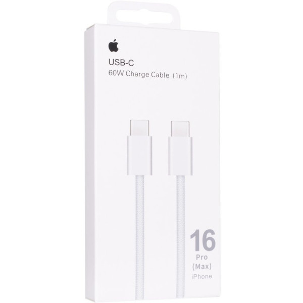 DM Кабель Type-C to Type-C for iPhone 16 Pro/16 Pro Max 1m 60W Woven White Харків - зображення 3