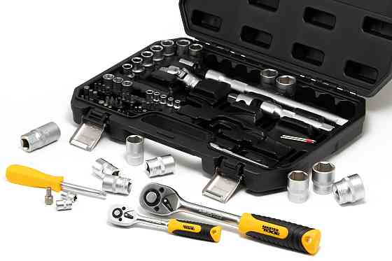 Набор инструментов MASTERTOOL ¼"&½" 72 шт 4-13 мм 10-27 мм CrV кейс с металлическими замками 78-5072 Харків