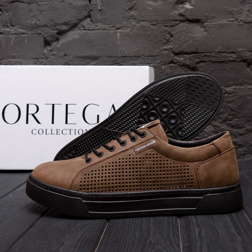 Мужские летние кожаные кеды Kristan перфорация Київ - зображення 9