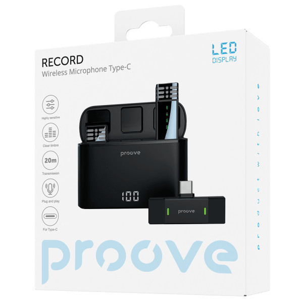 Мікрофон петличний бездротовий Proove Proove Record Type-C Black (PMRC00010202) (Код товару:39815) Харків - зображення 6
