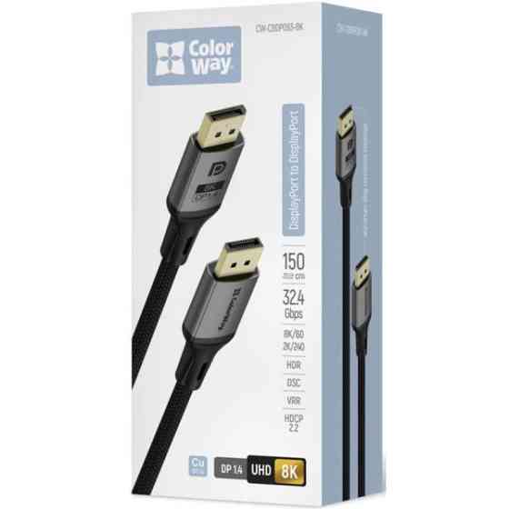Кабель ColorWay DisplayPort-DisplayPort V1.4 (M/M) 1.5m Black (CW-CBDP093-BK) Харьков