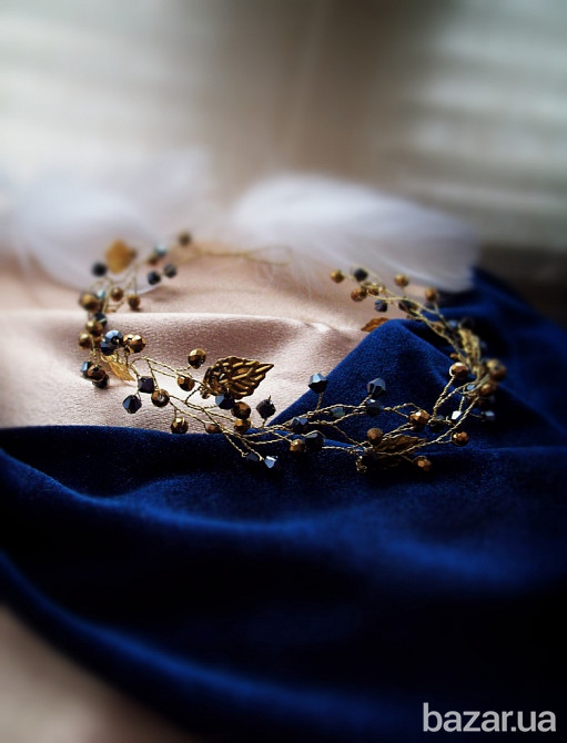 Франческа веточка веночек золотистый графит плетенный растение ветка хрусталь Луцк - изображение 2