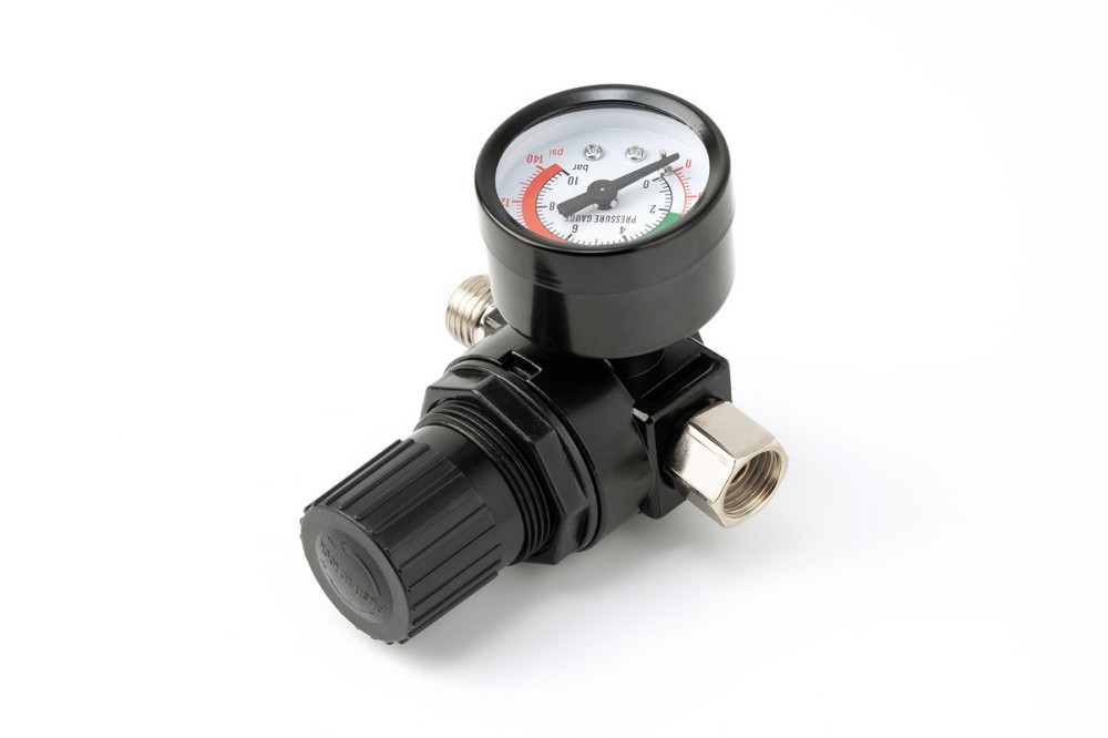 Редуктор для пистолета покрасочного MASTERTOOL с манометром 0-10 бар ¼" пластиковый корпус 80-8918 Харьков - изображение 3