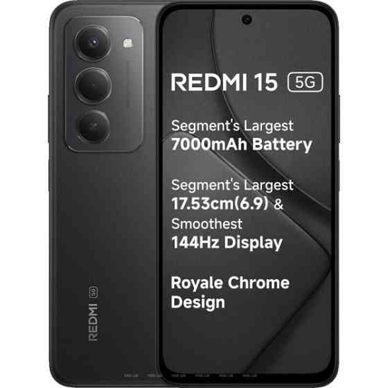 Смартфон Xiaomi Redmi 15 5G 8/256GB Midnight Black (with Adapter) EU Харьков