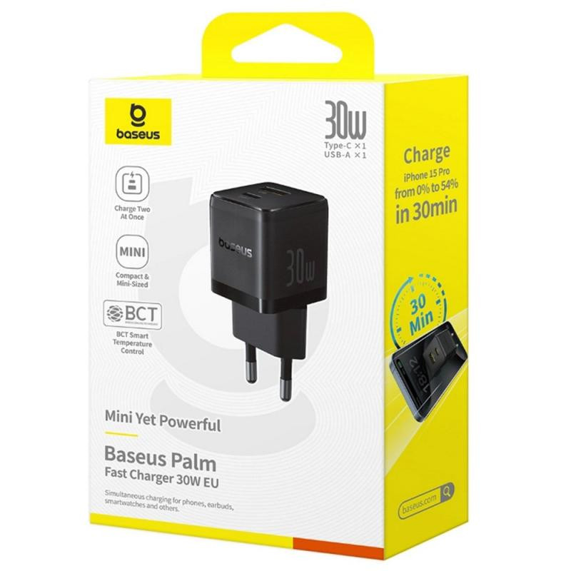СЗУ Baseus Palm Fast Charger 30W (1USB-A/1C) (P1011160A) Херсон - зображення 6