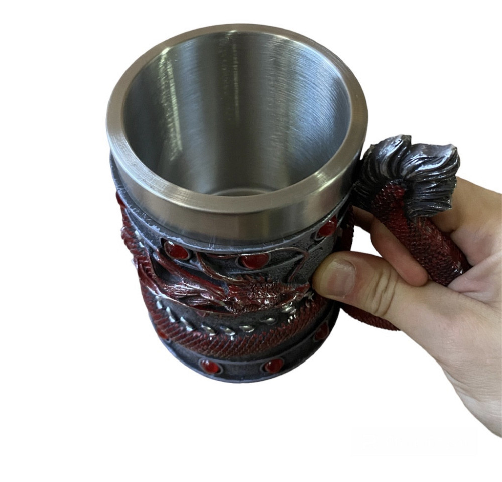 Кружка Чашка Бокал 3 Нержавеющая сталь Дракон Красный Танард 550 мл Киев - изображение 4
