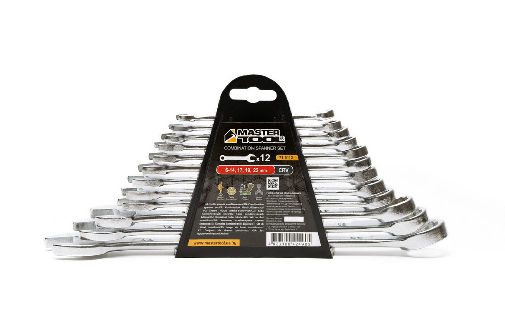 Ключи комбинированные MASTERTOOL MATT FINISH набор 12 шт (6/7/8/9/10/11/12/13/14/17/19/22 мм) CrV st Харків - зображення 1