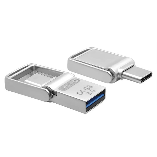Флеш пам`ять Veron USB3.0 + Type-C 64GB Metal Series 104 Metal Gray Харків - зображення 1