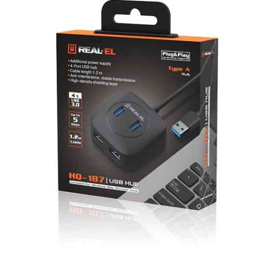 USB HUB REAL-EL HQ-187 4xUSB (EL123110010) Харків