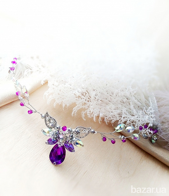 Эльфийская ветвь фиолетовый лиловый налобное украшение веночек ободок диадема эльф косплей аниме Луцк - изображение 2