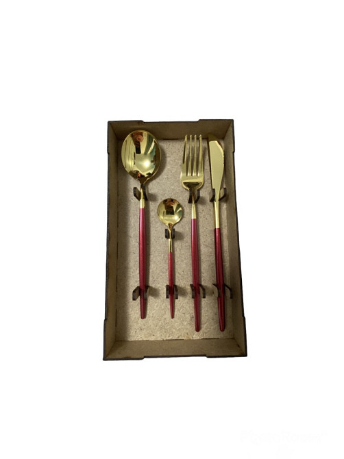 Набор столовых приборов бордовый на 6 персон Київ - зображення 2
