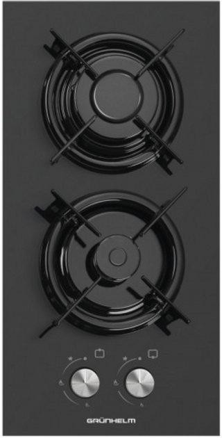 Варочная поверхность газовая Grunhelm GPG 0201 BF (2 конфорки, закаленное стекло, газ контроль) 1073 Киев - изображение 1
