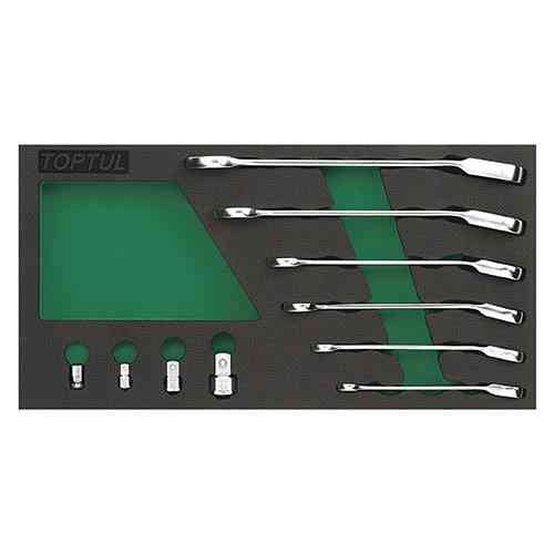 Набор ключей трещоточных комбинированных 8-19мм + переходники 10ед. (в ложементе, тип А) TOPTUL GVA1 Харьков