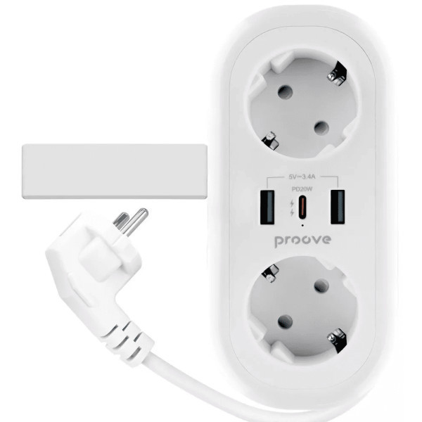 Фільтр живлення Proove Supercoil 20W (2xAC + Type-C + 2xSB) 1.5m White (PSPS25002102) Харків - зображення 1