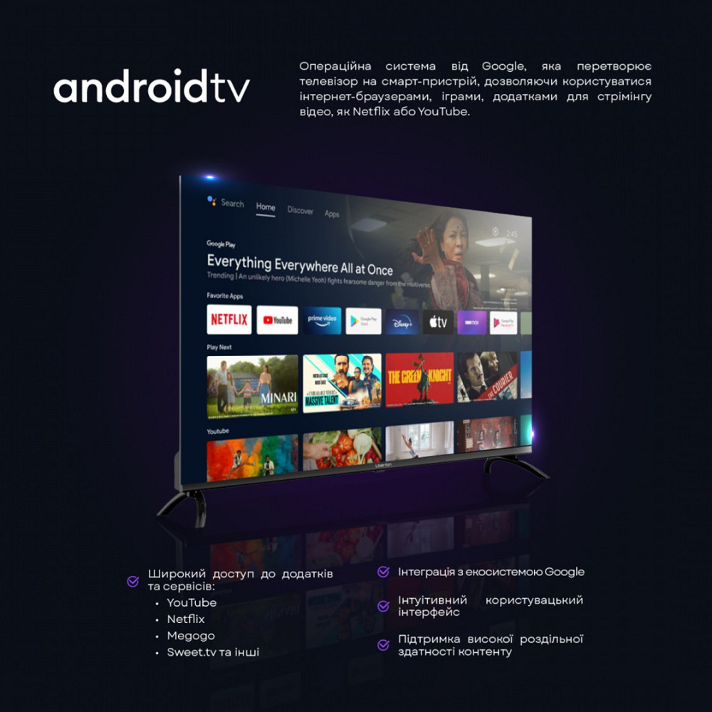 Телевизор Liberton LTV-43Q01AT 43 дюйма черный Киев - изображение 3