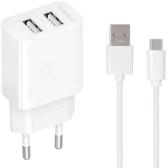 Мережевий зарядний пристрій  Gelius Simple GP-HC059 2 USB 2.4A + cable Type-C White Харків