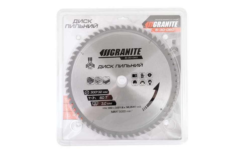 Диск пильный для дерева GRANITE с твердосплавными напайками 300х32х60Т адапт 32-30/32-25.4 5100 об/м Харьков - изображение 4