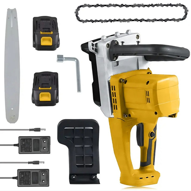 Акумуляторна ланцюгова пилка Жовта 2 акумулятори 18В, 16” Electric SAW, Електропила на акумуляторі Одесса - изображение 7
