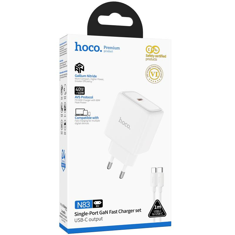 СЗУ Hoco N83 Profit PD40W (1USB-C) + кабель Type-C to Type-C Херсон - зображення 2