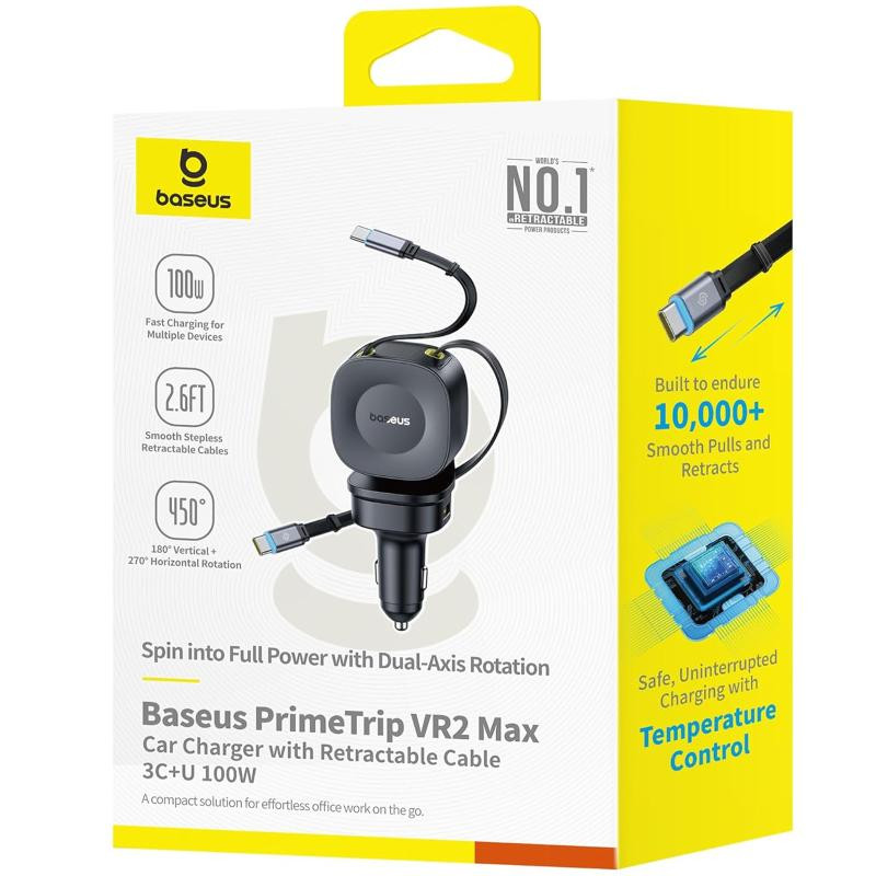 АЗУ Baseus PrimeTrip VR2 Max PD100W+QC3.0 with retractable cable (1USB-A/3C) (C02066) Херсон - изображение 2