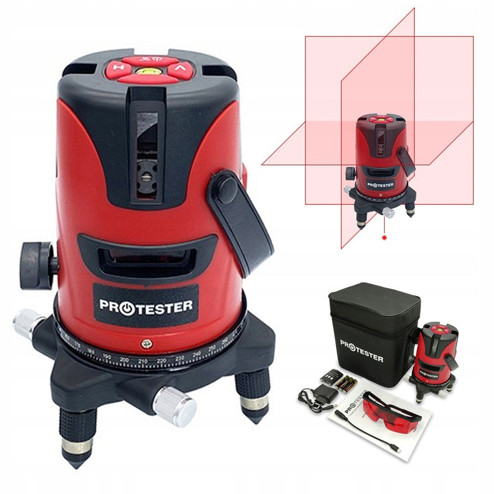 Лазерный уровень 5 линий 1H/4V (красный луч) PROTESTER LL605R Харків - зображення 3
