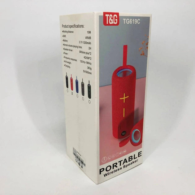 Колонка портативная Bluetooth T&G TG619 red красная Київ - зображення 3