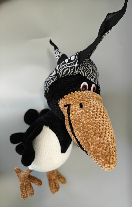 Пташка птиця велика Ворона чорна іграшка в'язана крючком м'яка ручна робота Нововолынск - изображение 3