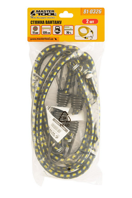 Стяжка груза MASTERTOOL резиновая Ø 11 мм 120 см набор 2 шт 81-0326 Харьков - изображение 3