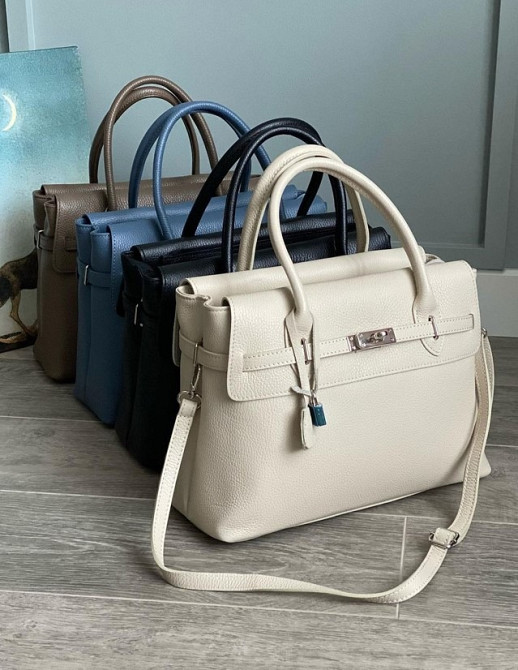 кожаная бежевая сумка , черная Итальянская в натуральной коже гермес реплика TS00380 Київ - зображення 2